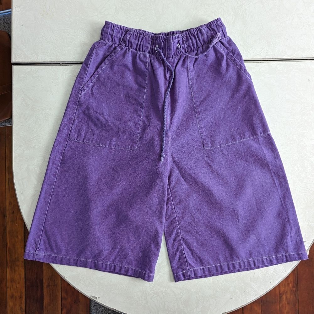 Vintage Kids Purple Drawstring Waist Shorts Size M (10-12)